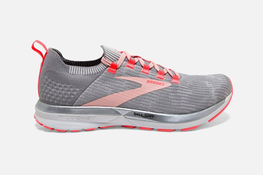 Brooks Ricochet 2 Mens Australia - Road Running Shoes - Grey/Coral (098-RKDVL)